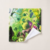 抽象芸術ピンクの緑、黄色の大理石の絞り染めパターン バスタオルセット (ウォッシュタオル)