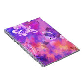 抽象芸術ピンクの花とバードアート ノートブック (右側)