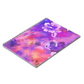 抽象芸術ピンクの花とバードアート ノートブック (左側)