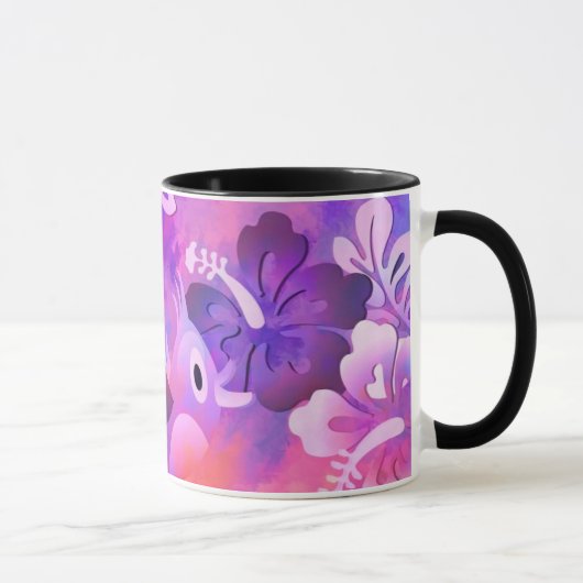 抽象芸術ピンクの花とバードアート マグカップ (右)