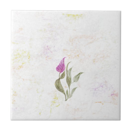 抽象芸術ピンクの花弁セラミックタイル タイル (正面)