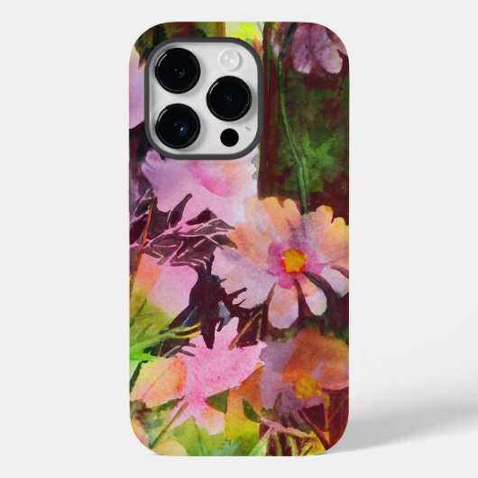 抽象芸術ピンクの花芸術的濃 Case-Mate iPhoneケース (裏面)