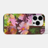 抽象芸術ピンクの花芸術的濃 iPhoneケース (裏面横)