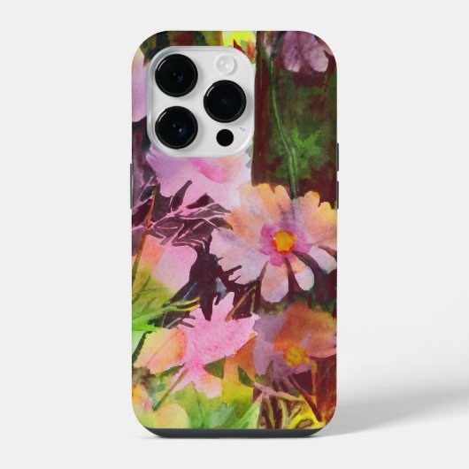 抽象芸術ピンクの花芸術的濃 iPhoneケース (裏面)