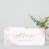 抽象芸術ピンクの金ゴールドスクリプト水の色のギフト券 (スタンド正面)