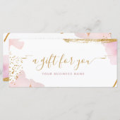 抽象芸術ピンクの金ゴールドスクリプト水の色のギフト券 (正面/裏面)