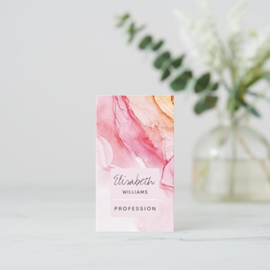 抽象芸術ピンクイ絵を描ンク 名刺 (スタンド正面)