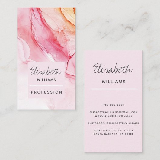 抽象芸術ピンクイ絵を描ンク 名刺 (正面/裏面)