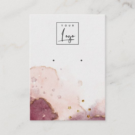 抽象芸術ピンクウォーターカラーイヤリングロゴ表示 名刺 (正面)