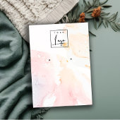 抽象芸術ピンクウォーターカラーイヤリングロゴ表示 名刺