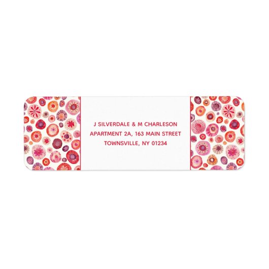抽象芸術ピンクウォーターカラーサークル差出人住所 ラベル (正面)