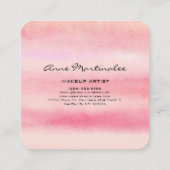 抽象芸術ピンクウォーターカラースクウェア スクエア名刺 (裏面)