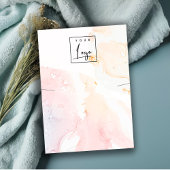 抽象芸術ピンクウォーターカラーネックレスロゴ表示 名刺