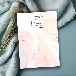 抽象芸術ピンクウォーターカラーネックレスロゴ表示 名刺