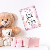 抽象芸術ピンクウォーターカラーベビーシャワー招待状 シーズンカード