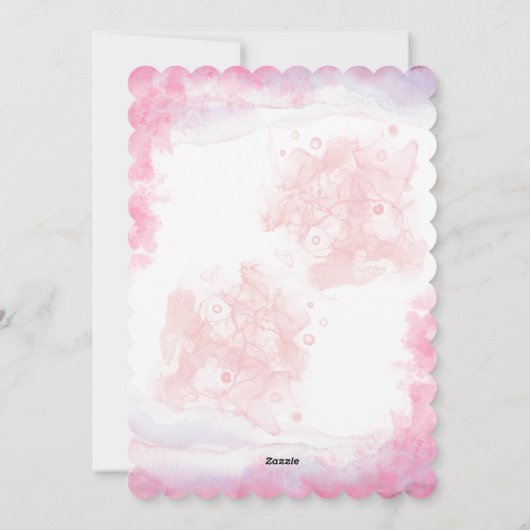 抽象芸術ピンクウォーターカラーベビーシャワー招待状 シーズンカード (裏面)