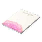 抽象芸術ピンクウォーターカラー金ゴールド(ばちゃばちゃ)跳ねるメモ帳 ノートパッド (回転)