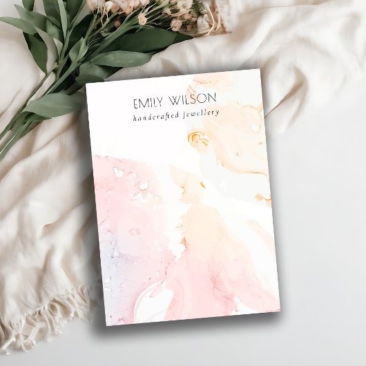 抽象芸術ピンクウォーター色の空白のジュエリー表示 名刺