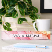 抽象芸術ピンクエレガントインク デスクネームプレート