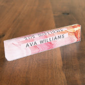 抽象芸術ピンクエレガントインク デスクネームプレート (側面)