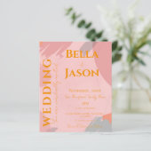 抽象芸術ピンクオレンジかわいらし結婚式招待状 (スタンド正面)
