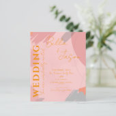 抽象芸術ピンクオレンジビューティフル結婚式招待状 (スタンド正面)