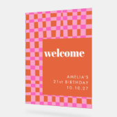 抽象芸術ピンクカスタムオレンジ21歳の誕生日へようこそ アクリルサイン (傾斜)