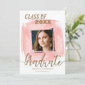 抽象芸術ピンククラス2025写真卒業 招待状 (スタンド正面)