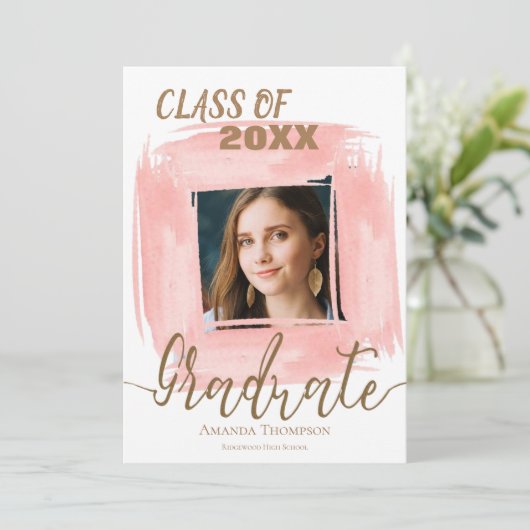 抽象芸術ピンククラス2025写真卒業 招待状 (スタンド正面)