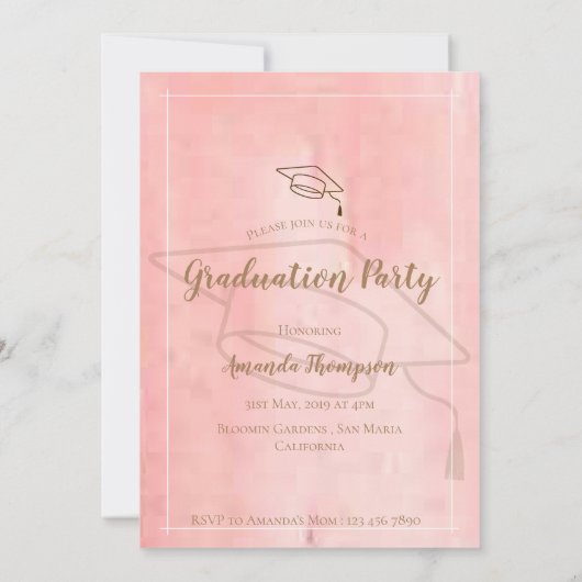 抽象芸術ピンククラス2025写真卒業 招待状 (裏面)