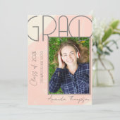 抽象芸術ピンクグラード写真卒業発表 招待状 (スタンド正面)