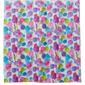 抽象芸術ピンクサマーツリーアート シャワーカーテン (正面)