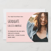 抽象芸術ピンクサークルジオフォト卒業 案内状 (裏面)