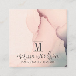 抽象芸術ピンクジュエリーデザイナーディスプレイカード スクエア名刺