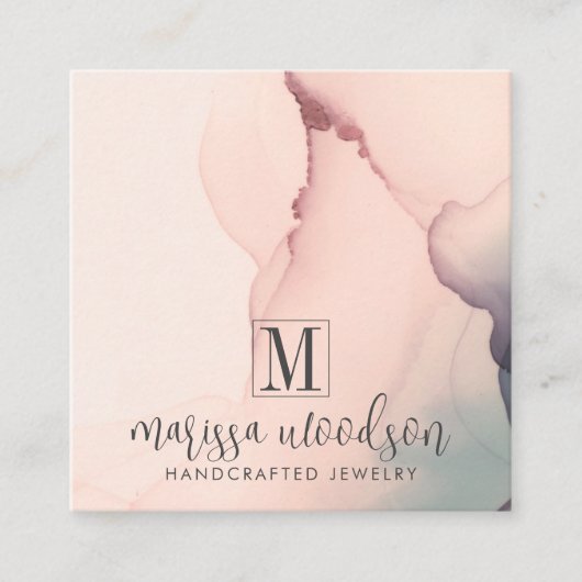抽象芸術ピンクジュエリーデザイナーディスプレイカード スクエア名刺 (正面)