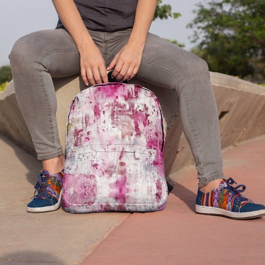 抽象芸術ピンクスプラッシュ水彩パターン プリントバックパック