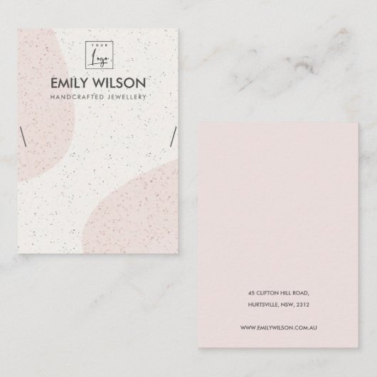 抽象芸術ピンクセラミック波ネックレス表示ロゴ 名刺 (正面/裏面)