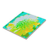 抽象芸術ピンクッションの花（黄色と緑） タイル (側面)