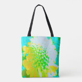 抽象芸術ピンクッションの花（黄色と緑） トートバッグ (裏面)