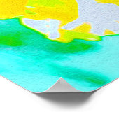 抽象芸術ピンクッションの花（黄色と緑） ポスター (角)