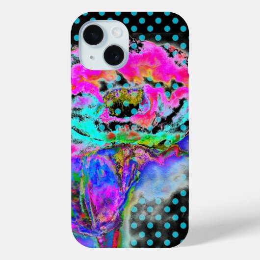 抽象芸術ピンクティール（緑がかった色）フローラ水カラー水玉模様 Case-Mate iPhoneケース (裏面)
