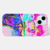 抽象芸術ピンクティール（緑がかった色）フローラ水カラー水玉模様 Case-Mate iPhoneケース (裏面 (横))