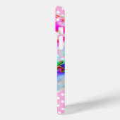 抽象芸術ピンクティール（緑がかった色）フローラ水カラー水玉模様 Case-Mate iPhoneケース (裏面 / 左)