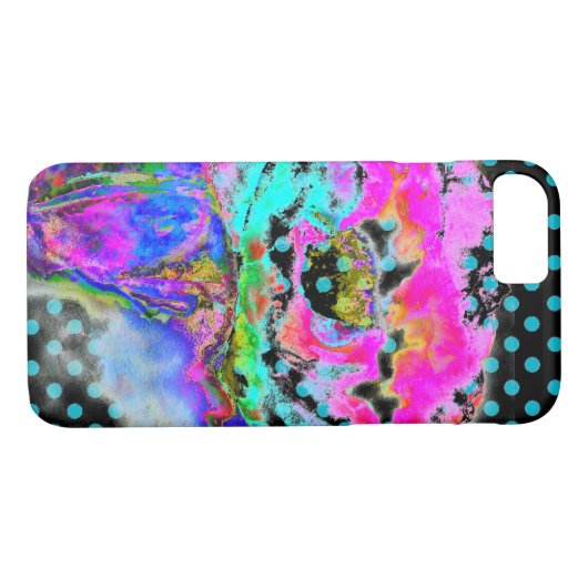 抽象芸術ピンクティール(緑がかった色)フローラ水カラー水玉模様 Case-Mate iPhoneケース (裏面(横))