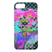 抽象芸術ピンクティール(緑がかった色)フローラ水カラー水玉模様 Case-Mate iPhoneケース (裏面)
