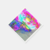 抽象芸術ピンクティール（緑がかった色）フローラ水絵画色 スタンダードカクテルナプキン (角)