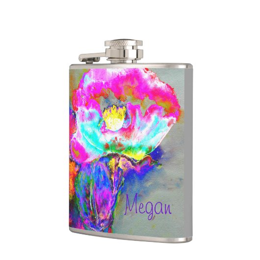 抽象芸術ピンクティール（緑がかった色）フローラ水絵画色 フラスク (左)