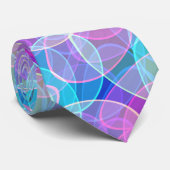 抽象芸術ピンクティール(緑がかった色)ブルー気泡円パターン ネクタイ (ロール)