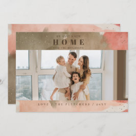 抽象芸術ピンクニューホームfor休日フォトムービング シーズンカード