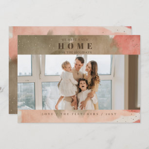 抽象芸術ピンクニューホームfor休日フォトムービング シーズンカード